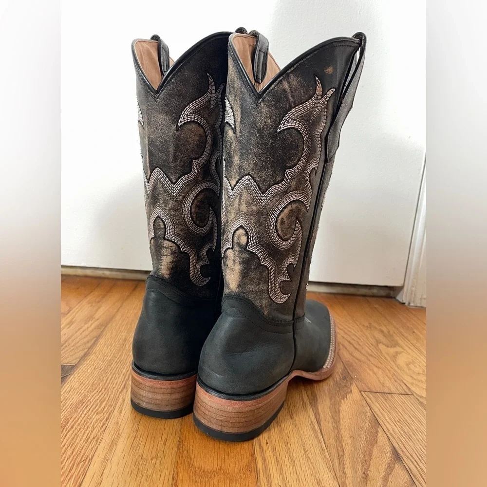Circle G by Corral Kid's Black Leather Embroidered Cowboy Boot 4.5